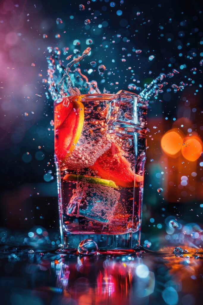 Refreshing glass of water with a slice of fruit perfect for hydration and healthy lifestyle